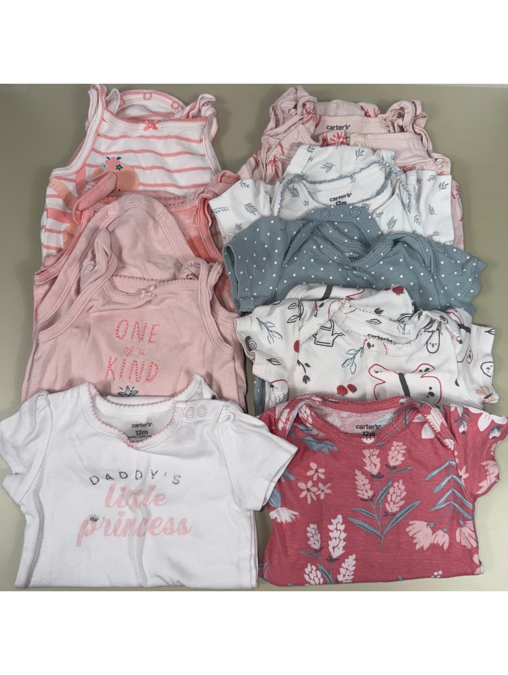 Carter’s Baby Girl 12M Bodysuit Lot 9 Piece